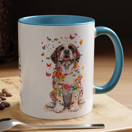 Saint Bernard Personalized Colorful Accent Mugs, 11oz