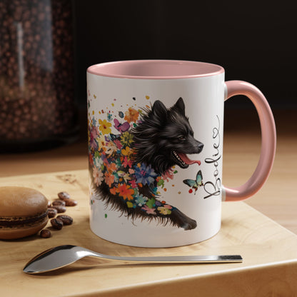 Keeshond #4 Personalized Accent Mugs, 11oz