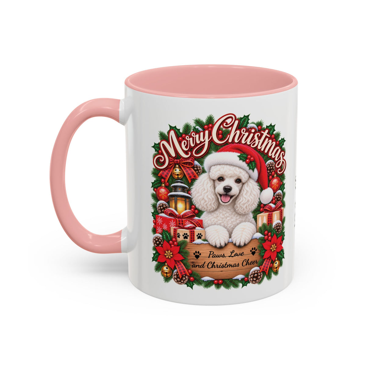 Poodle #4 Merry Christmas, personalised accent colour 11oz mug