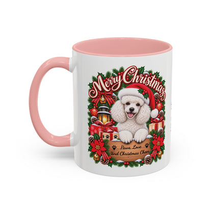Poodle #4 Merry Christmas, personalised accent colour 11oz mug