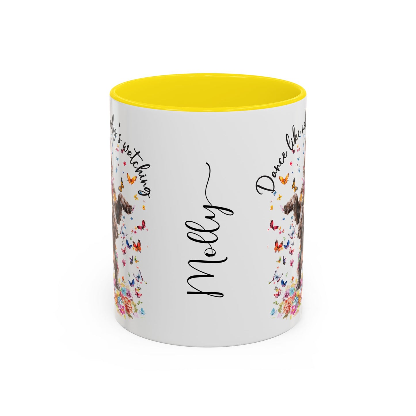 Cockapoo/Cavapoo "Dance like nobody's watching" personalized colourful Mugs, 11oz