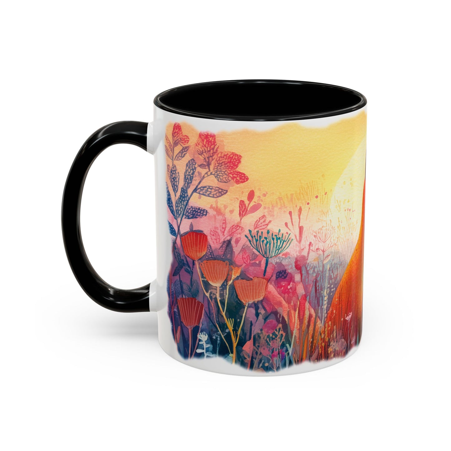 Fox Sunrise #2 Personalized Accent Mugs, 11oz