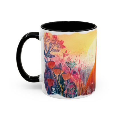 Fox Sunrise #2 Personalized Accent Mugs, 11oz
