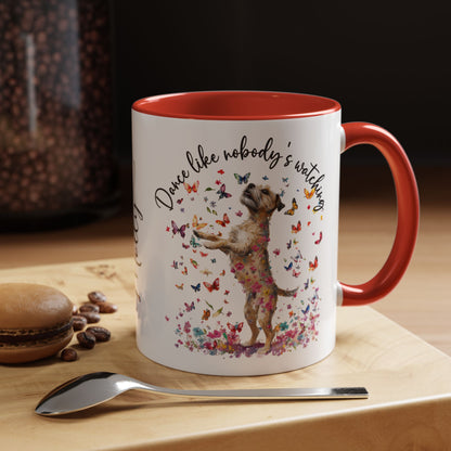 Border Terrier "Dance like nobody's watching" personalized colourful Mugs, 11oz