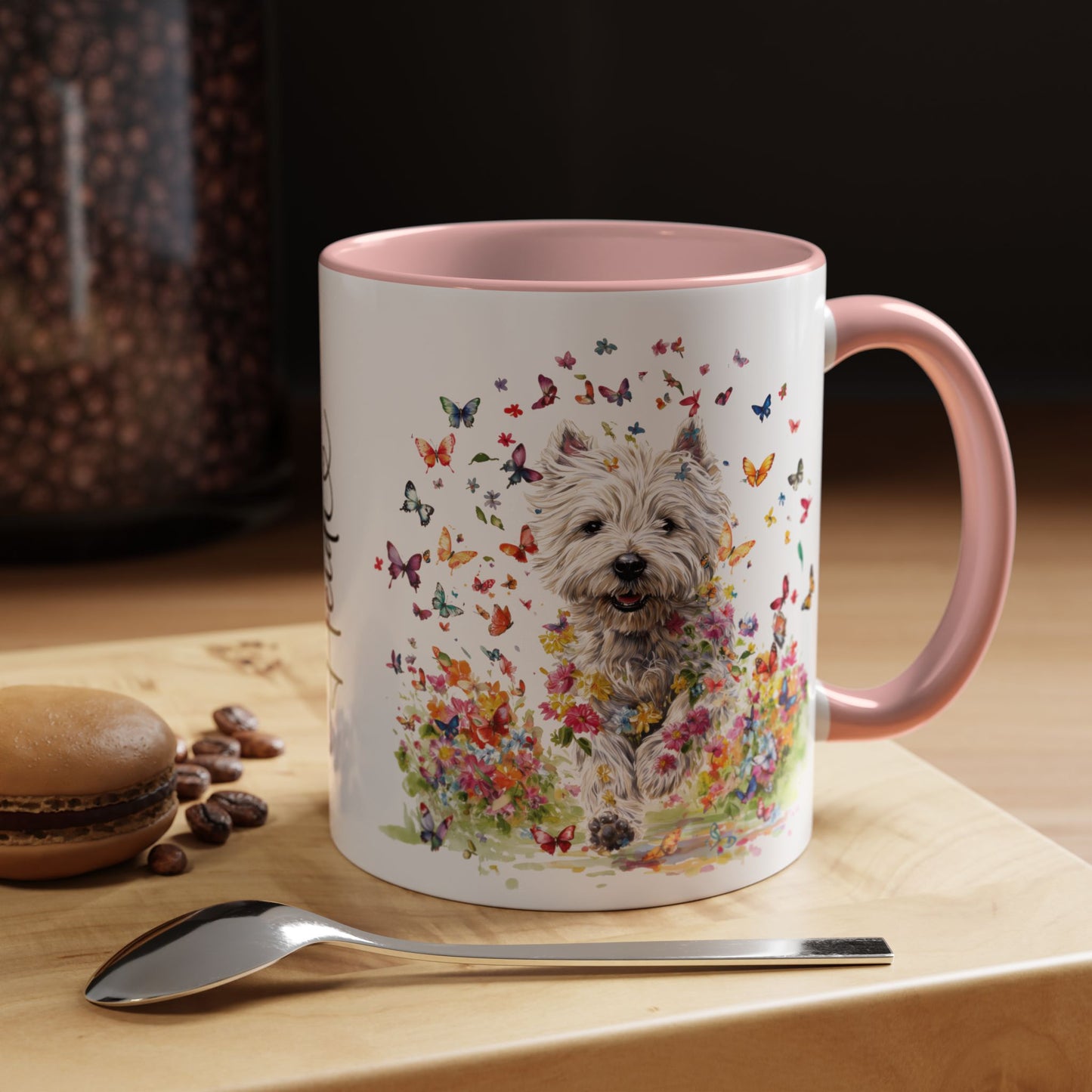 West Highland Terrier #2 Butterfly Personalized Accent Mugs, 11oz