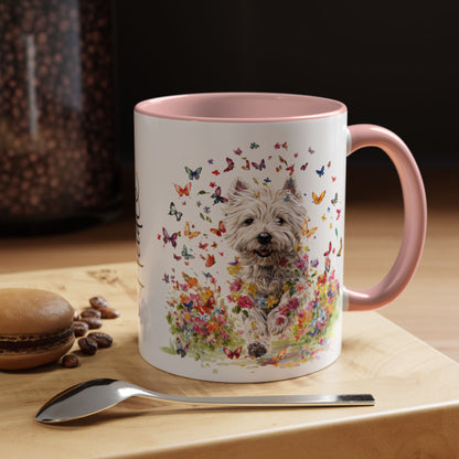 West Highland Terrier #2 Butterfly Personalized Accent Mugs, 11oz