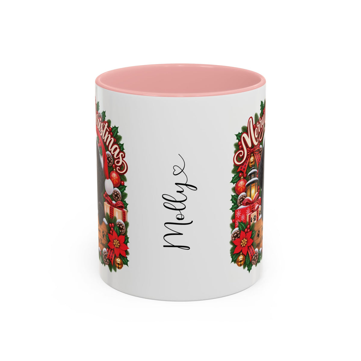Poodle #2 Merry Christmas, personalised accent colour 11oz mug