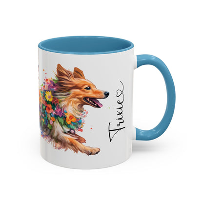 Shetland Sheep Dog Personalized Accent Mugs, 11oz