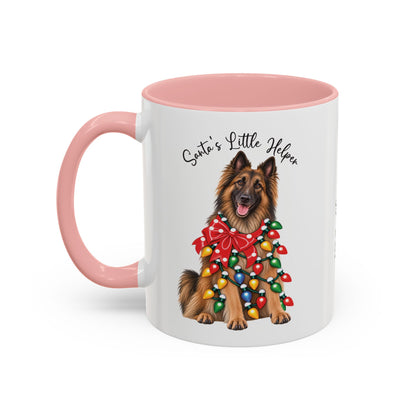 Belgian Tervuren, Santa's little helper, personalised accent colour 11oz mug