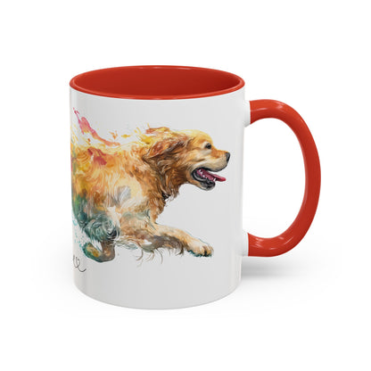 Golden Retriever Paint Colourful Personalised Accent Mugs, 11oz