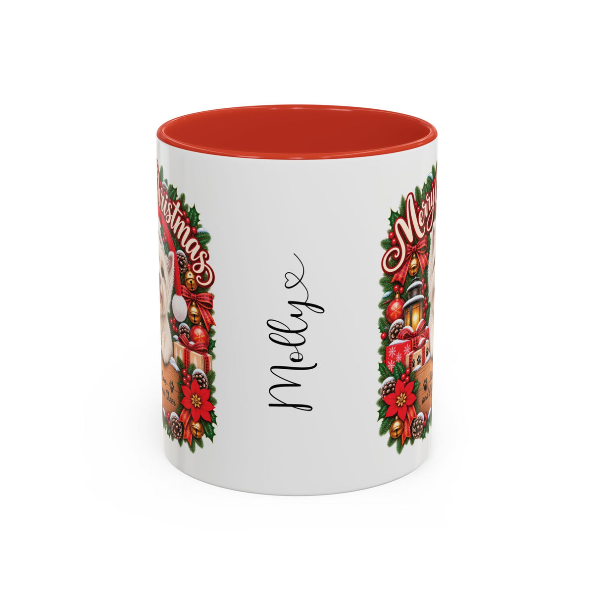 Maltese #2 Merry Christmas, personalised accent colour 11oz mug