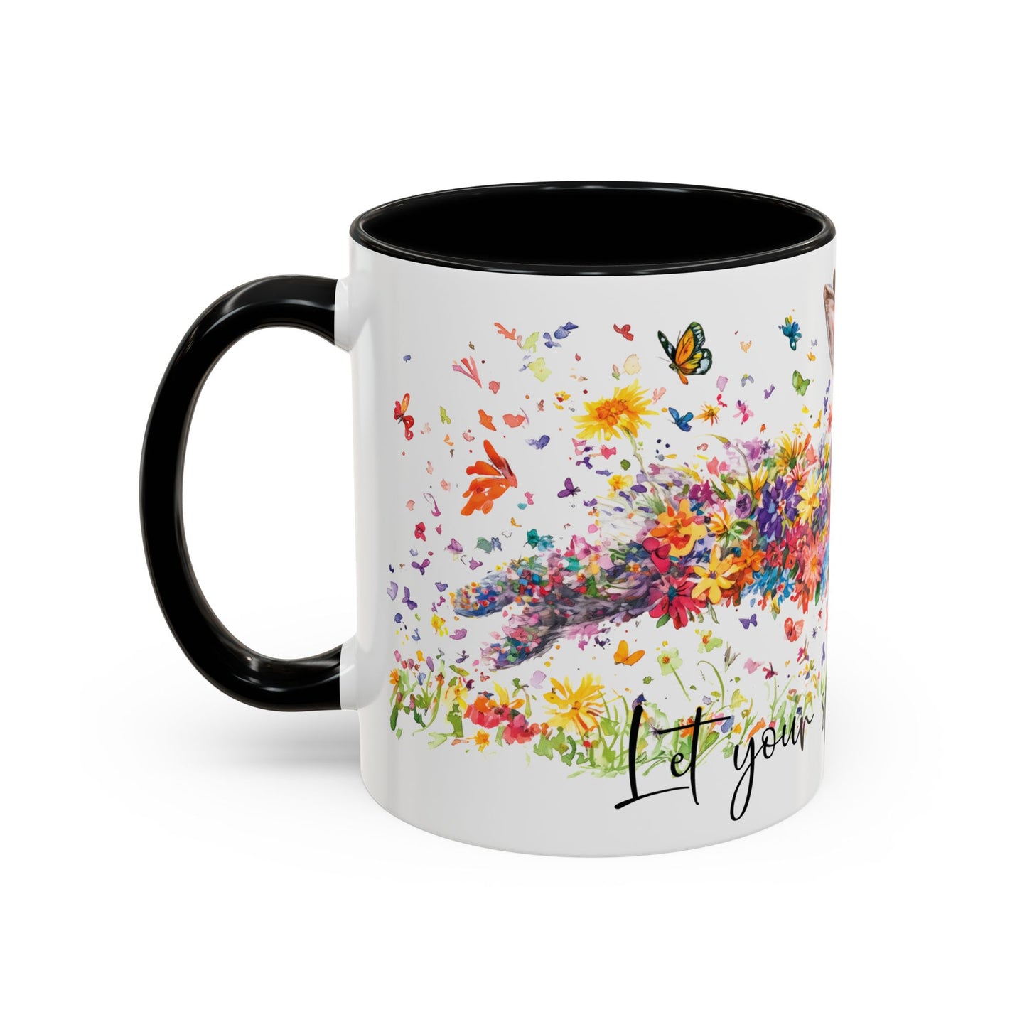 Rabbit "Let your spirit run free" Personalized Accent Mugs, 11oz