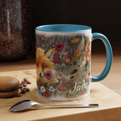 Fox sleeping #2 Personalized Accent Mugs, 11oz