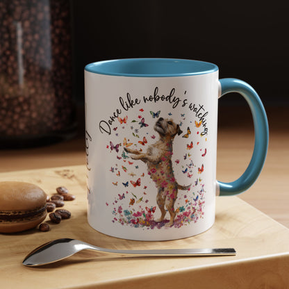 Border Terrier "Dance like nobody's watching" personalized colourful Mugs, 11oz