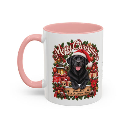 Labrador #4 Merry Christmas, personalised accent colour 11oz mug