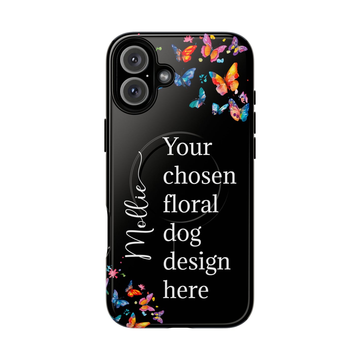 Magnetic Tough iPhone Case, Personalized from ANY OF OUR DESIGNS, Black case.
