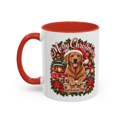 Labrador #4 Merry Christmas, personalised accent colour 11oz mug