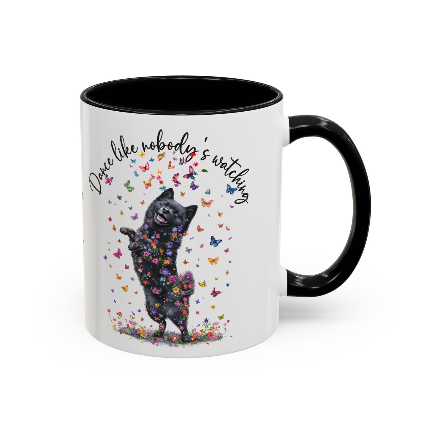 Schipperke "Dance like nobody's watching" personalized colourful Mugs, 11oz