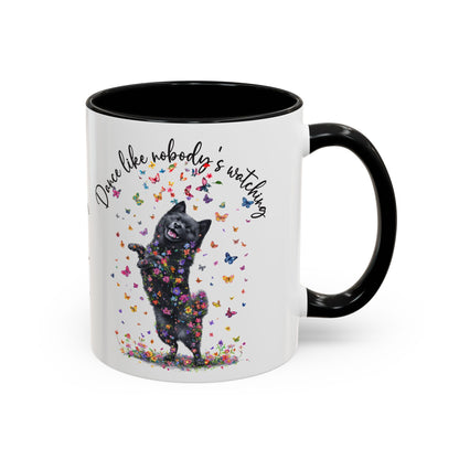 Schipperke "Dance like nobody's watching" personalized colourful Mugs, 11oz
