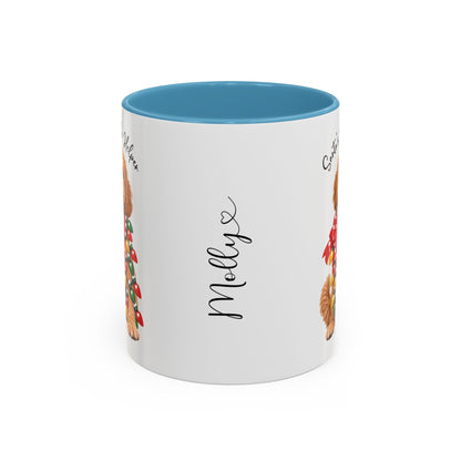 Labradoodle #1, Santa's little helper, personalised accent colour 11oz mug