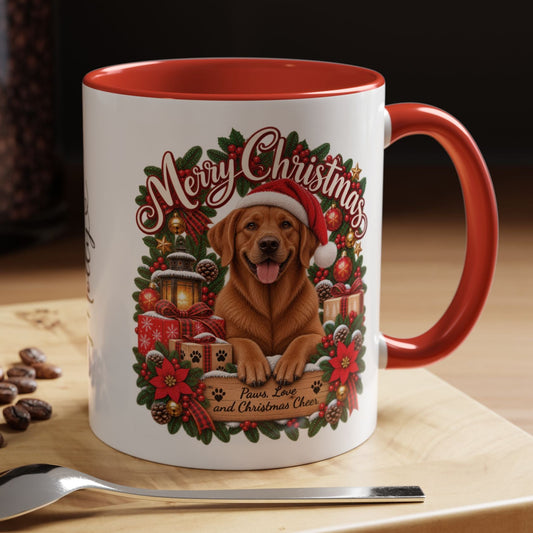 Labrador #4 Merry Christmas, personalised accent colour 11oz mug