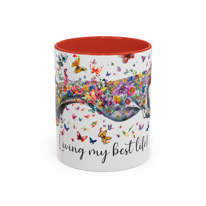Greyhound #5 Living my best life, Accent Mugs, 11oz