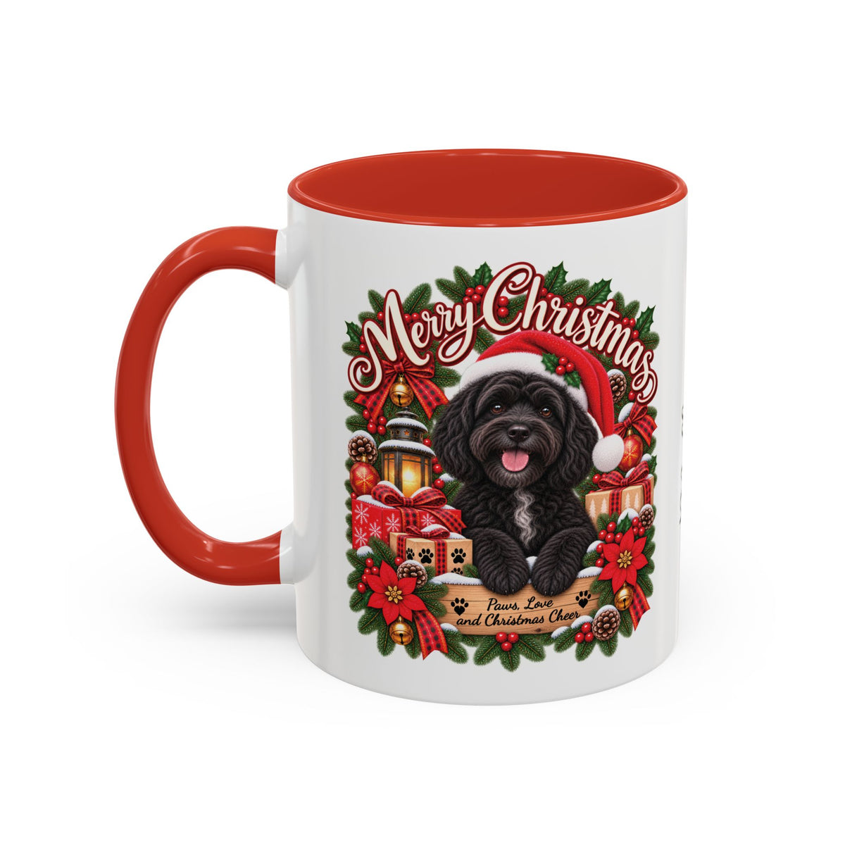 Cavapoo, Cavoodle, Cockapoo Merry Christmas, personalised accent colour 11oz mug