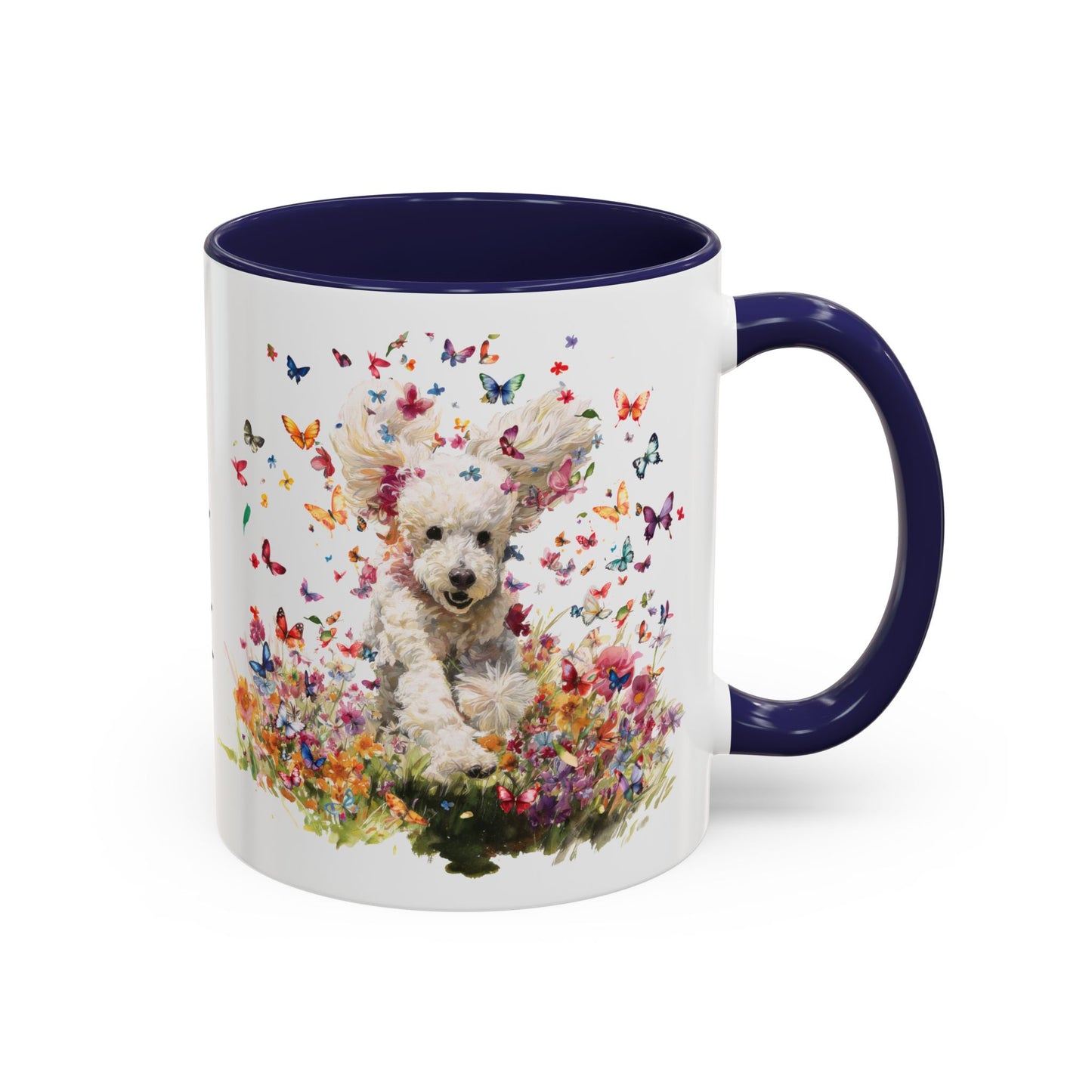 Poodle Butterfly Personalized Accent Mugs, 11oz