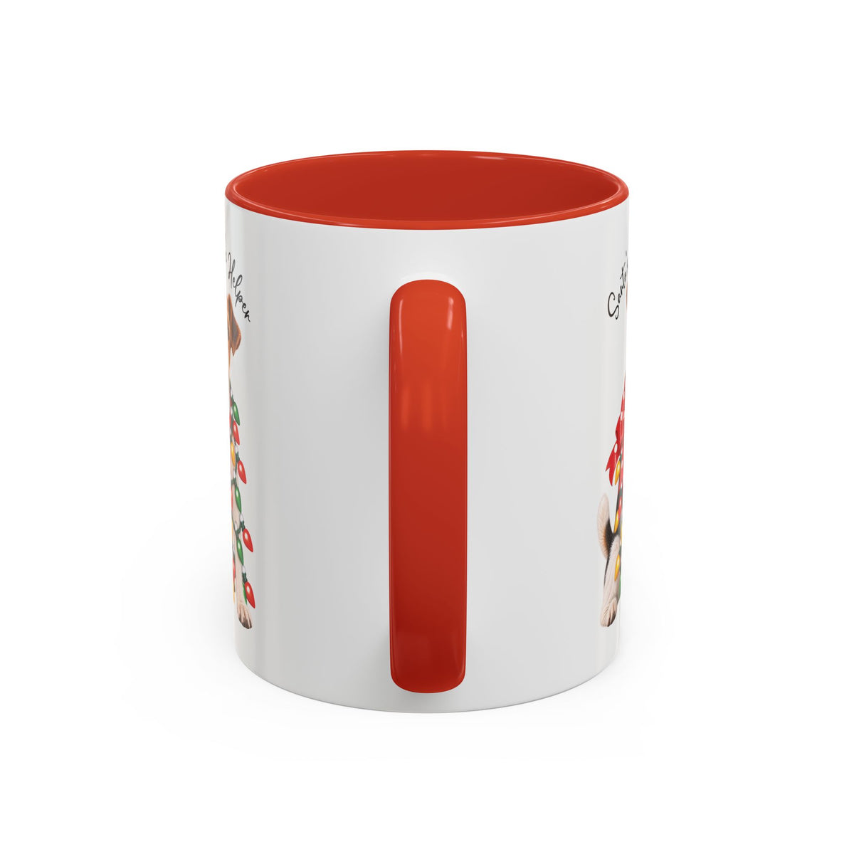 Fox Terrier, Santa's little helper, personalised accent colour 11oz mug