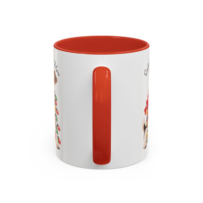 Fox Terrier, Santa's little helper, personalised accent colour 11oz mug