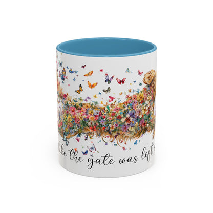 Golden Retriever #2 “Live like the gate was left open" Accent Mugs, 11oz