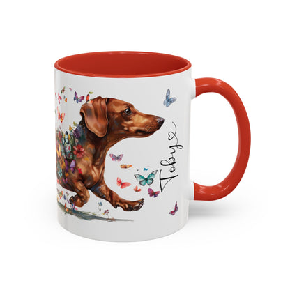 Dachshund #4 Personalized Accent Mugs, 11oz