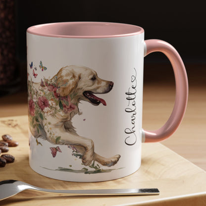 Cream Golden Retriever Personalized Accent Mugs, 11oz