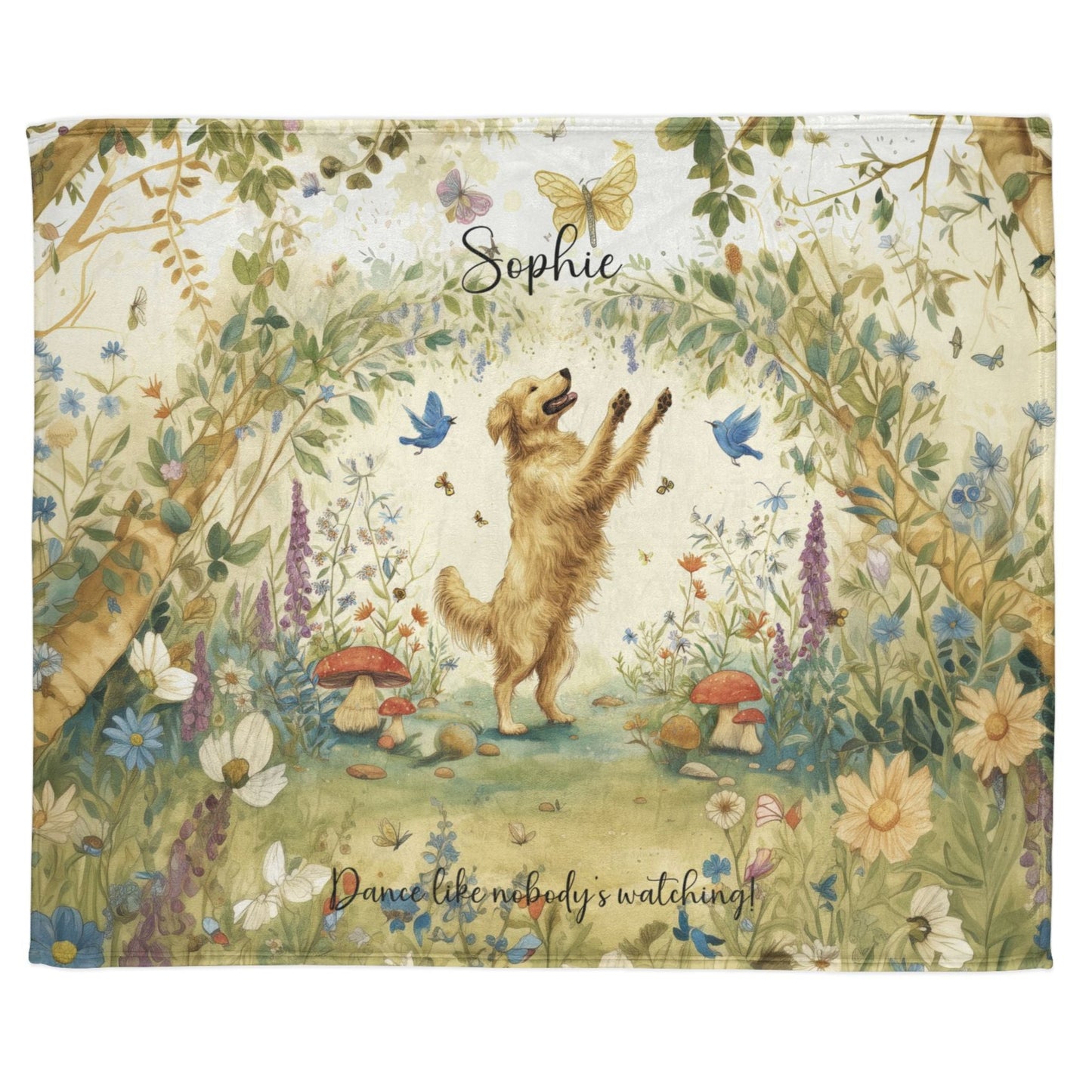 Golden Retriever #2 Dancing Mystical Forest Personalised Blanket