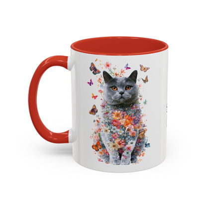British Blue Cat #2 Personalized Accent Mugs, 11oz