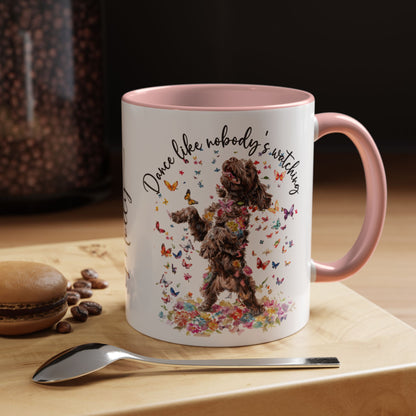 Cockapoo/Cavapoo "Dance like nobody's watching" personalized colourful Mugs, 11oz