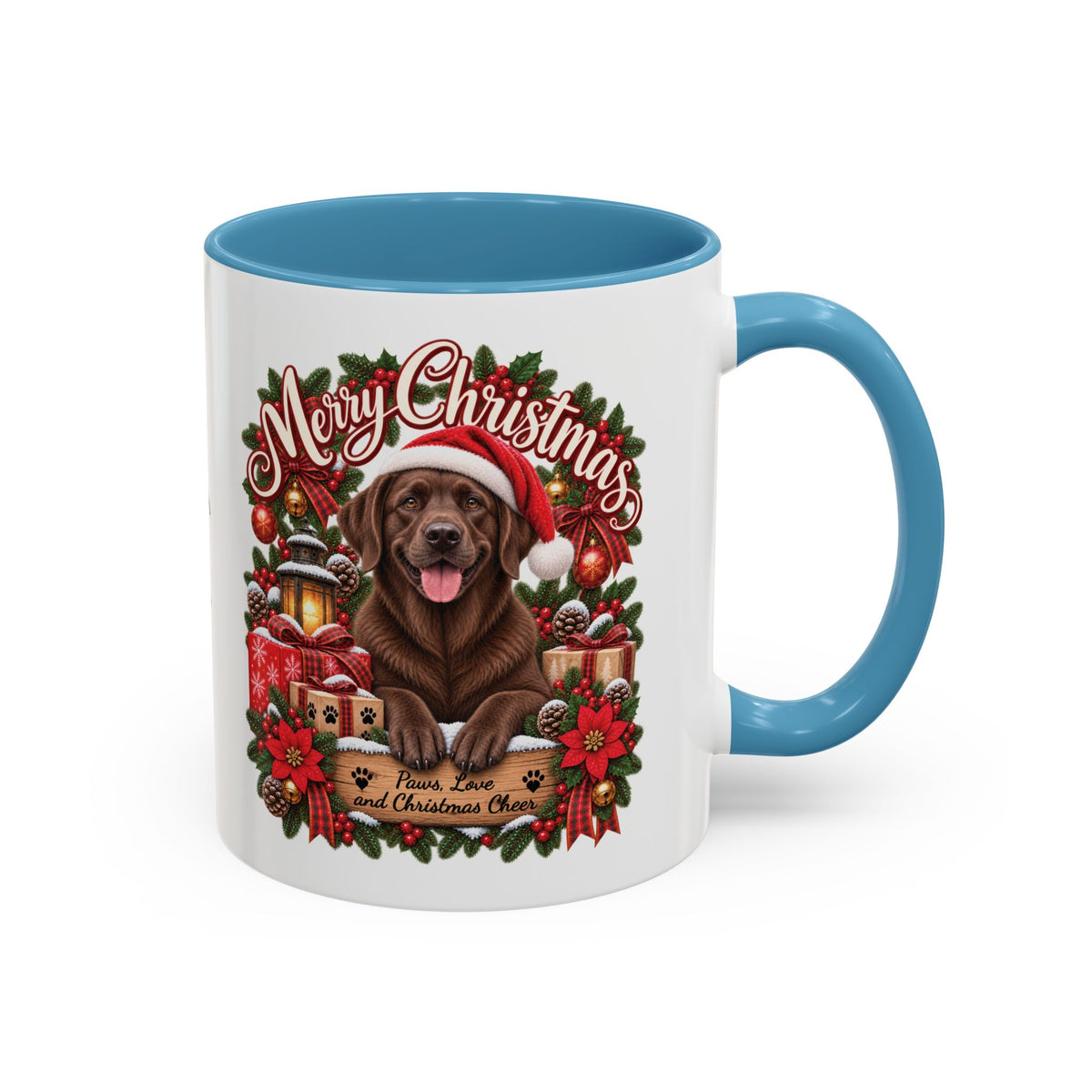 Labrador #3 Merry Christmas, personalised accent colour 11oz mug