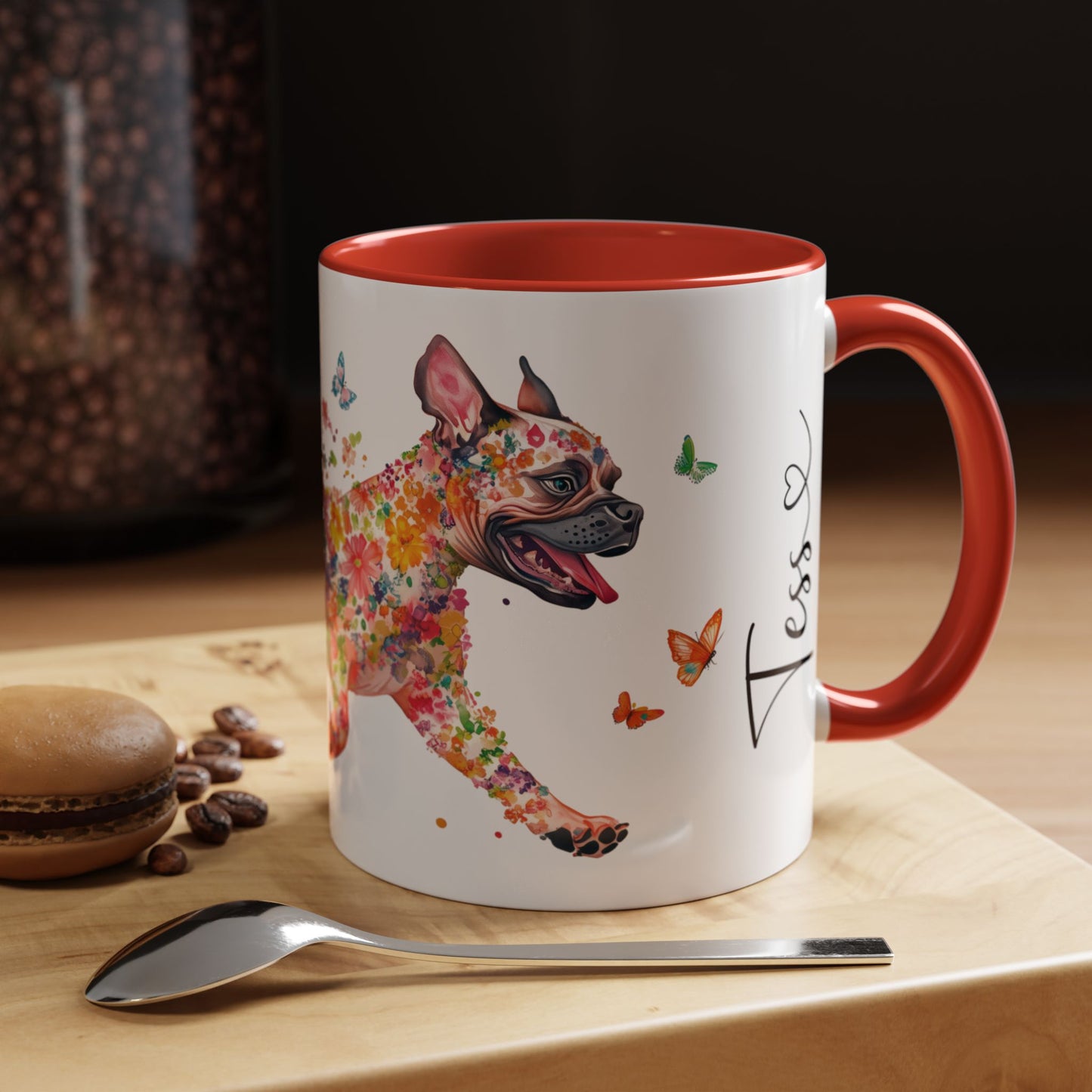 White Boxer Personalized Accent Mugs, 11oz