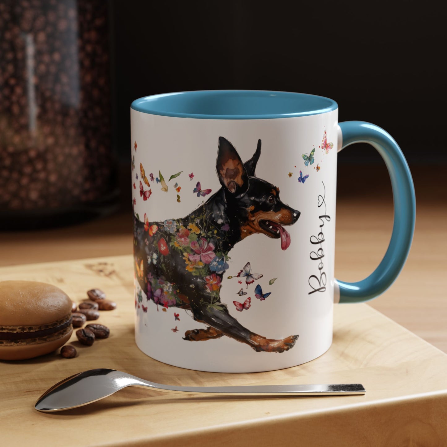 Miniature Pinscher Personalized Accent Mugs, 11oz
