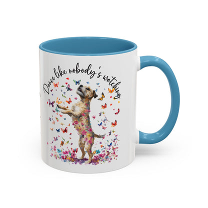 Border Terrier "Dance like nobody's watching" personalized colourful Mugs, 11oz