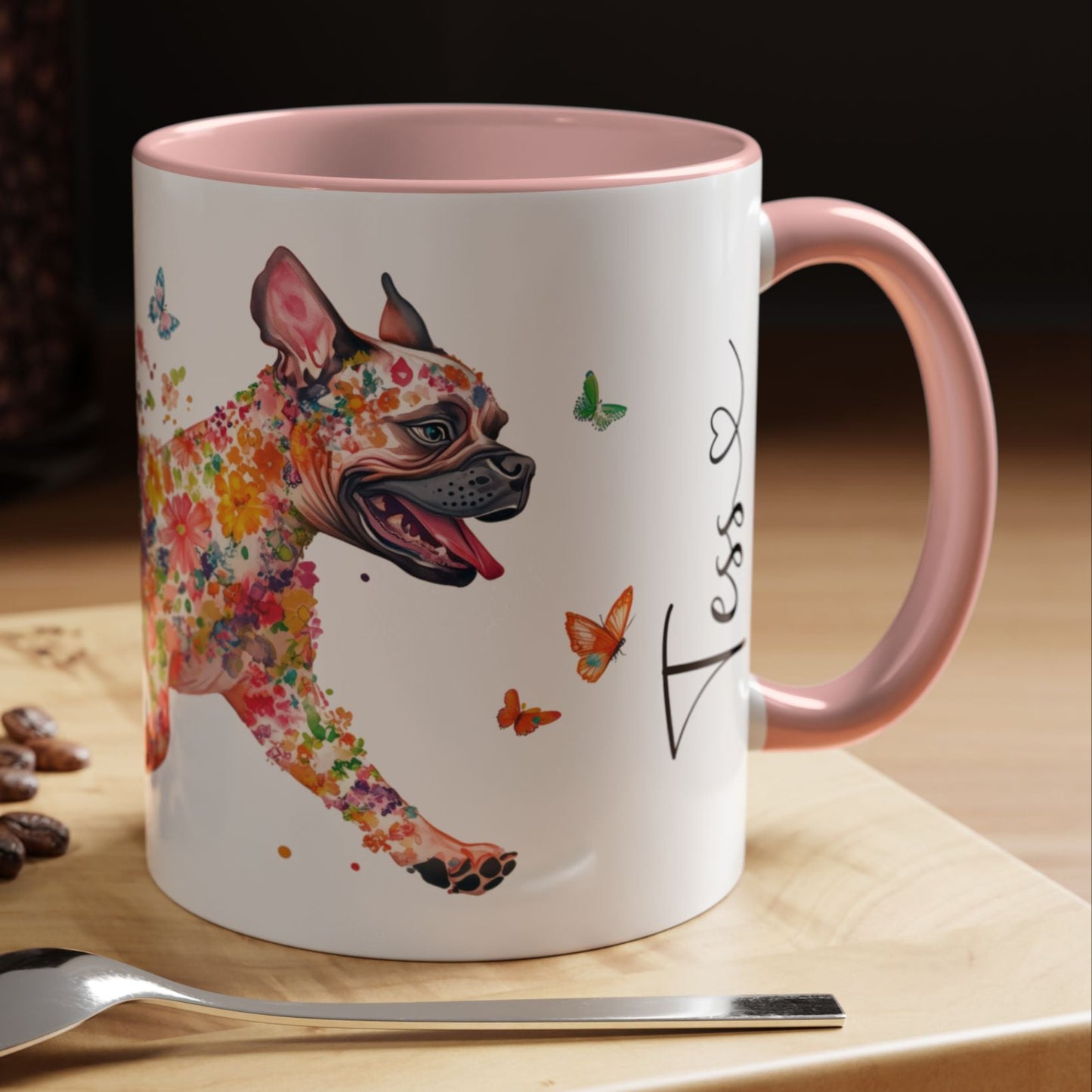White Boxer Personalized Accent Mugs, 11oz