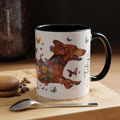 Dachshund #5 Personalized Accent Mugs, 11oz