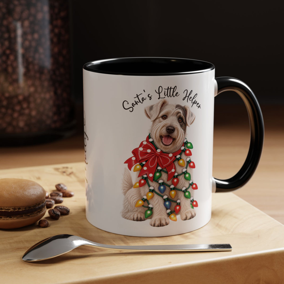 Sealyham Terrier, Santa's little helper, personalised accent colour 11oz mug