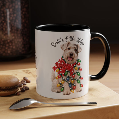 Sealyham Terrier, Santa's little helper, personalised accent colour 11oz mug