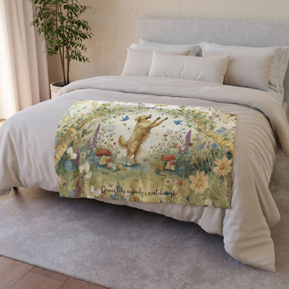 Golden Retriever #2 Dancing Mystical Forest Personalised Blanket