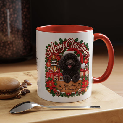Poodle #2 Merry Christmas, personalised accent colour 11oz mug