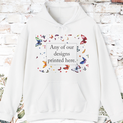 ADULT HOODED SWEATSHIRT - Any of our designs.