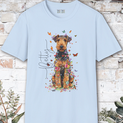 Airedale Terrier Floral Personalized T shirt