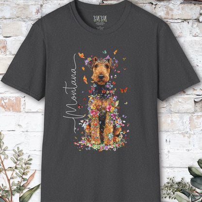 Airedale Terrier Floral Personalized T shirt