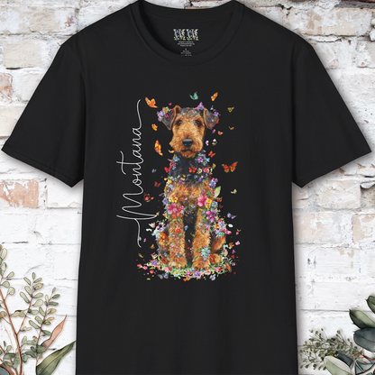 Airedale Terrier Floral Personalized T shirt